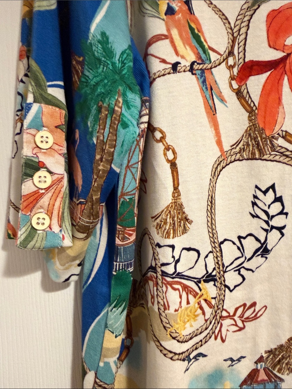 Chico's Blue and White Tropical Scenic Tunic - Picture 2 of 5
